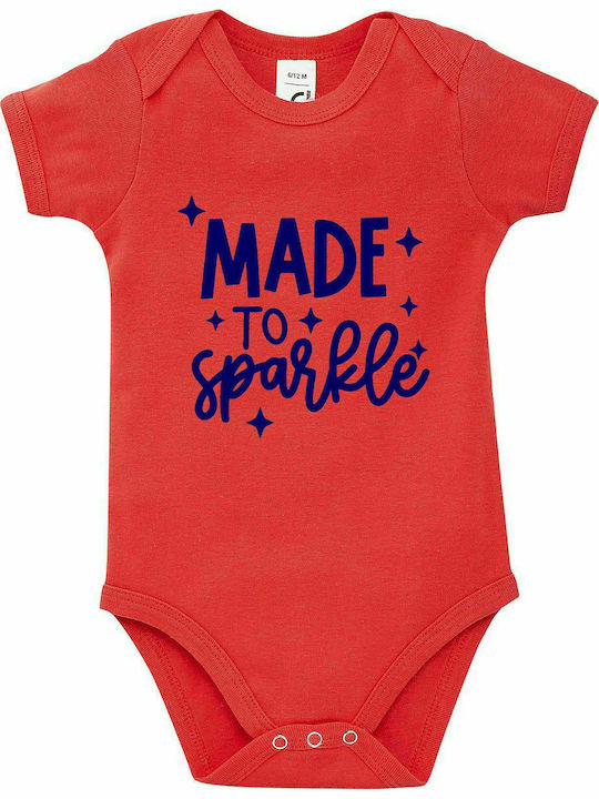 Baby bodysuit " Made to Sparkle, Newborn ", Coral