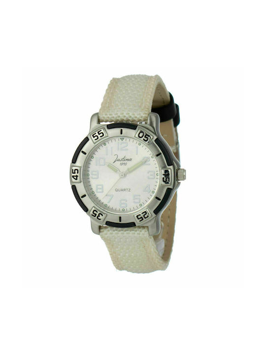 Justina Watch with Beige Leather Strap