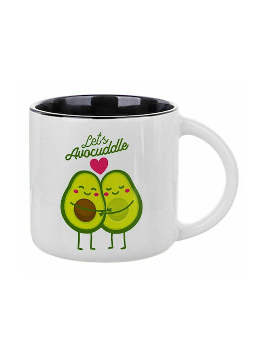 Let's avocuddle, Ceramic Mug 400ml White/Black