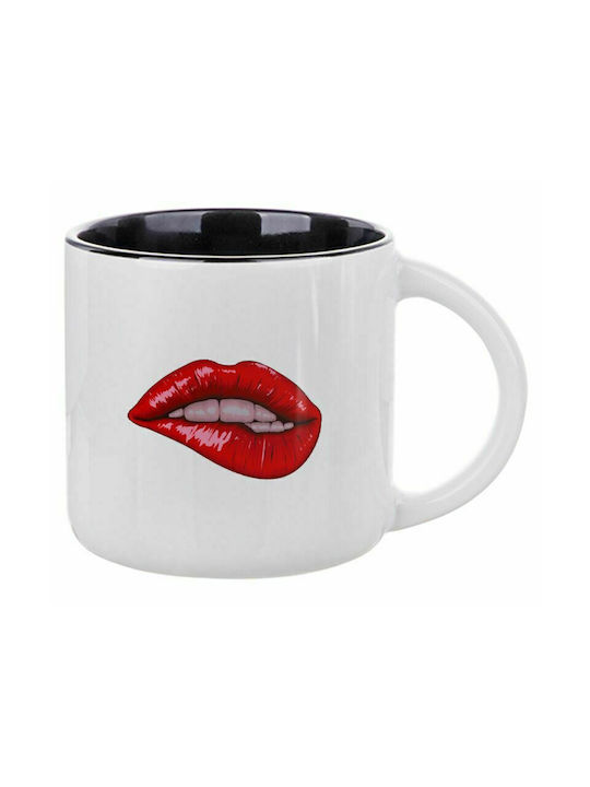 Lips, Ceramic Mug 400ml White/Black