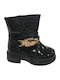 Kids Boots from Patent Leather with Zipper Black