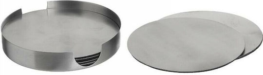 Click Rund Untersetzer Metallisch mit Gestell Silber 11.5cm 6Stück