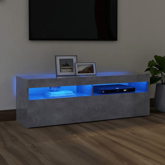 Stand TV Cu Iluminare LED Gri Beton L120xA35xÎ40cm