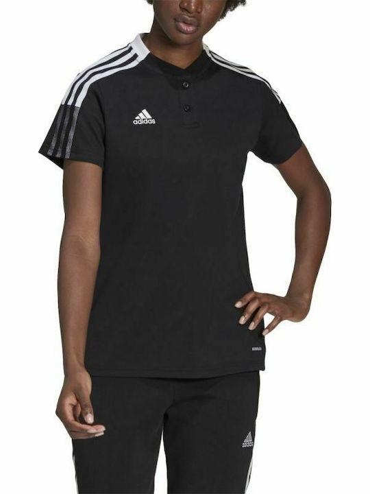 adidas Tiro 21 Polo Damen Bluse Schwarz adidas Tiro 21 Polo Damen Bluse Schwarz