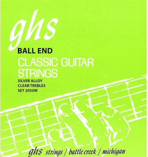 GHS Strings Ball End Regular Classics Σετ Χορδών Silver Plated Κλασικής Κιθάρας 28 - 43" Hard Tension, Clear Tynex Trebles/Silver Copper Basses