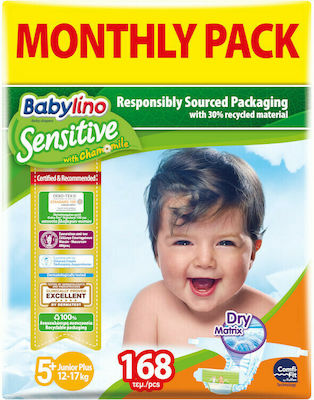 Babylino Sensitive Chamomile Πάνες με Αυτοκόλλητο No. 5+ για 12-17kg 168τμχ