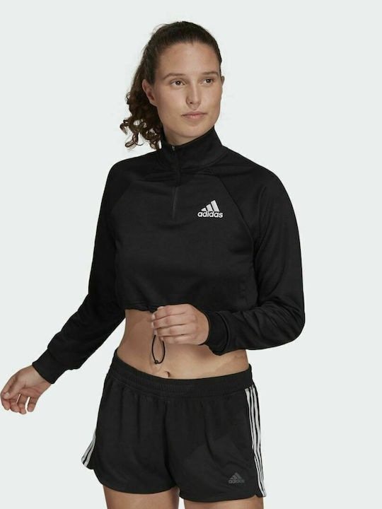 Adidas Melbourne Tennis Shrug Μακρυμάνικο Αθλητικό Crop Top Μαύρο