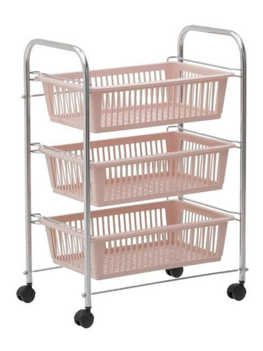 Click Кухненска количка Металик в Розов цвят 3 места 48x33x66см