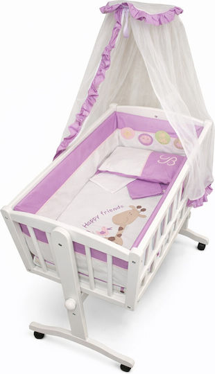 Beboulino Wiege Giraffe mit Matratze und Rädern White
