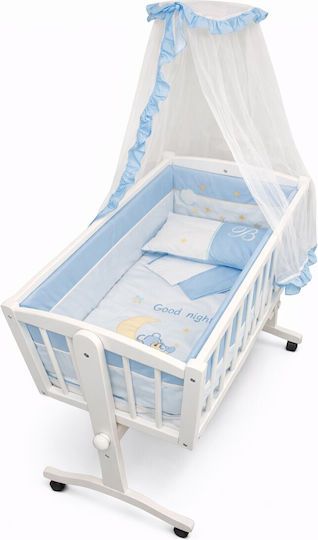 Beboulino Wiege Good Night mit Matratze und Rädern White