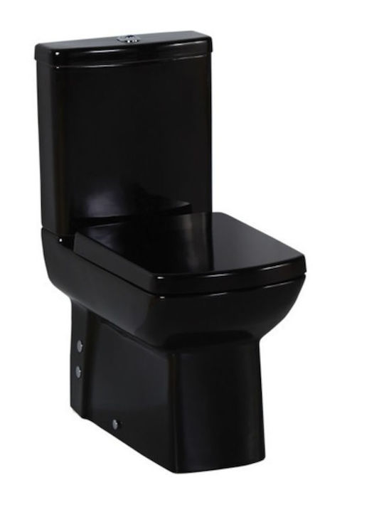 Creavit Quadro Floor-Standing Toilet that Includes Soft Close Duroplast Cover Black Matt