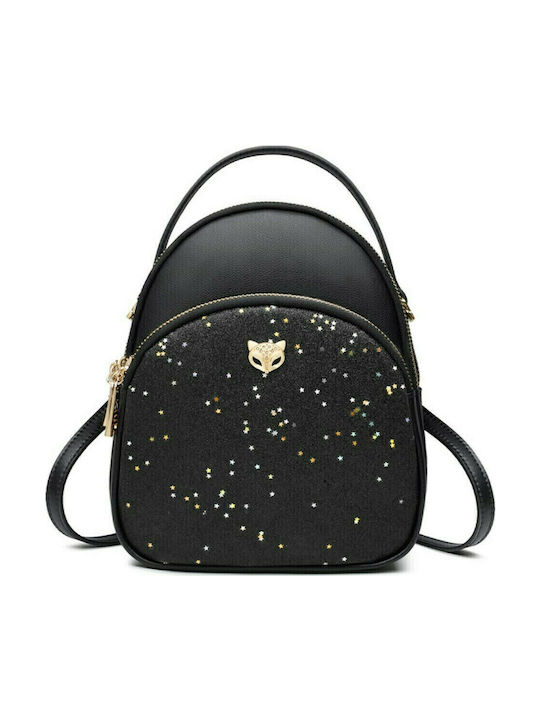 Leder Damentasche Rucksack Schwarz