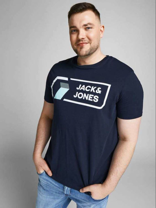 Jack & Jones Ανδρικό T-shirt Navy Μπλε με Στάμπα