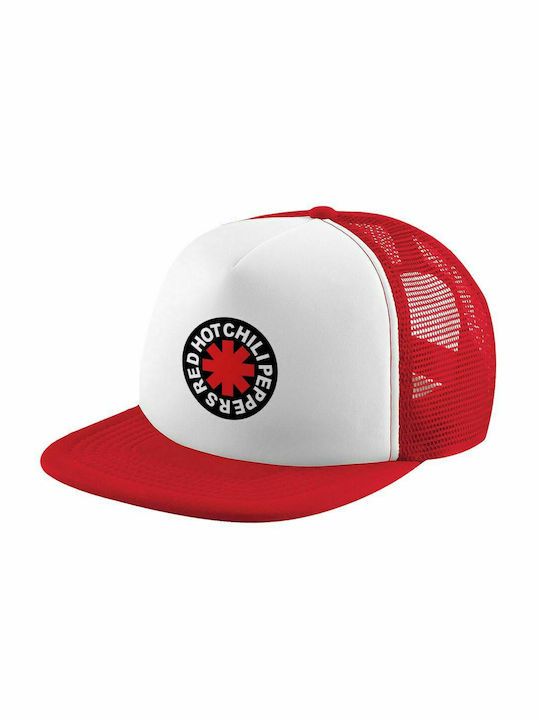 Red Hot Chili Peppers, Adult Soft Trucker Hat with Mesh Red/White (POLYESTER, ADULT, UNISEX, ONE SIZE)