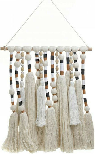 Inart Macrame Hängende Wanddekoration Beige aus Stoff 50x58cm