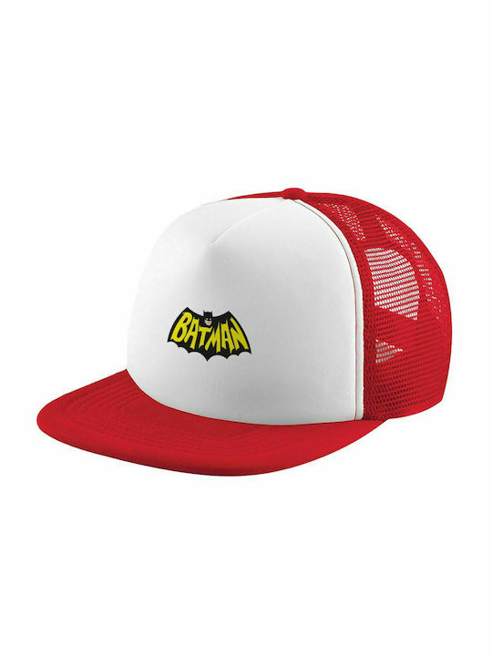 Batman klassisches Logo, Erwachsene Weicher Trucker Hut mit Mesh Rot/Weiß (POLYESTER, ERWACHSENE, UNISEX, EINHEITSGRÖßE)