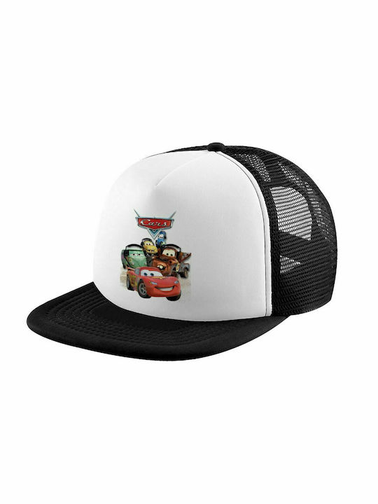 Cars, Adult Soft Trucker Hat with Mesh Black/White (POLYESTER, ADULT, UNISEX, ONE SIZE)