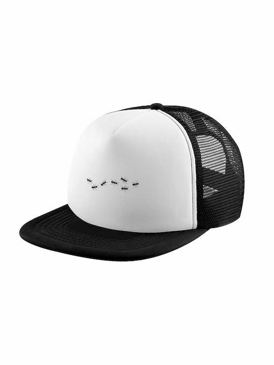 Ants, Adult Soft Trucker Hat with Mesh Black/White (POLYESTER, ADULT, UNISEX, ONE SIZE)