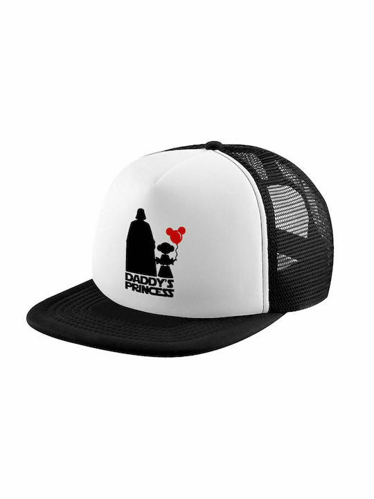 Papas Prinzessin, Erwachsenen Weicher Trucker Hut mit Netz Schwarz/Weiß (POLYESTER, ERWACHSENE, UNISEX, EINHEITSGRÖßE)