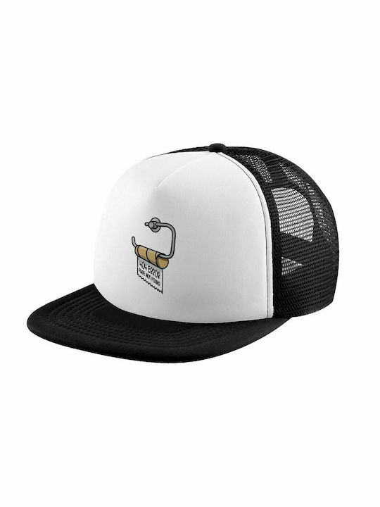 Erwachsene weiche Trucker-Mütze mit Mesh Schwarz/Weiß (POLYESTER, ERWACHSENE, UNISEX, EINHEITSGRÖßE)