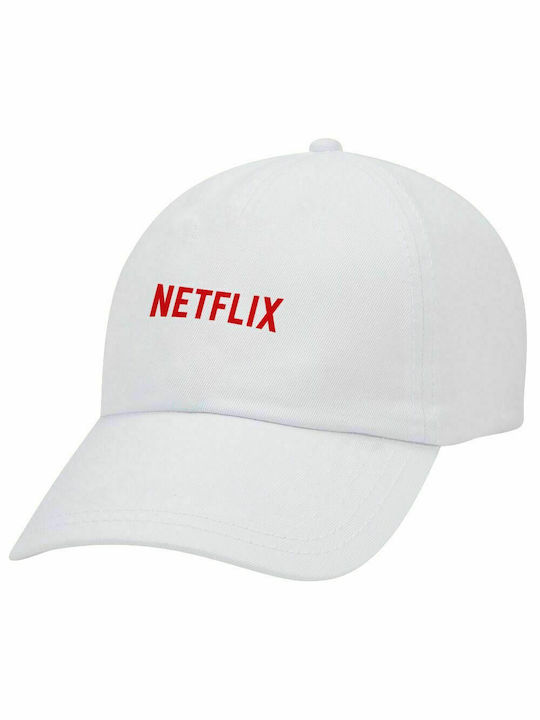 Netflix, Adult Baseball Cap White 5-panel (POLYESTER, ADULT, UNISEX, ONE SIZE)