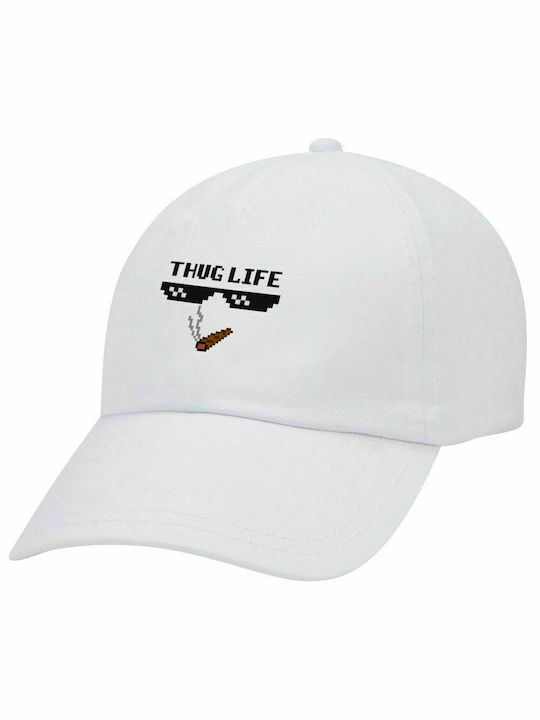 Thug Life, Erwachsenen Baseballkappe Weiß 5-Panel (POLYESTER, ERWACHSENE, UNISEX, EINHEITSGRÖßE)
