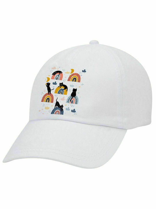 Γατούλες, Καπέλο Ενηλίκων Baseball Λευκό 5-φύλλο (POLYESTER, ΕΝΗΛΙΚΩΝ, UNISEX, ONE SIZE)