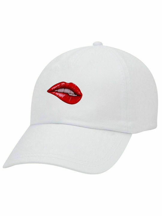 Lippen, Erwachsenen Baseballkappe Weiß 5-Panel (POLYESTER, ERWACHSENE, UNISEX, EINHEITSGRÖßE)