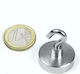 Neodymium Round Magnet with Traction Force 15kg L25xW25mm with Hook 25mm 15kg