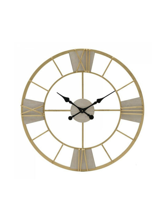 Inart Ρολόι Τοίχου Μεταλλικό Χρυσό 80cm