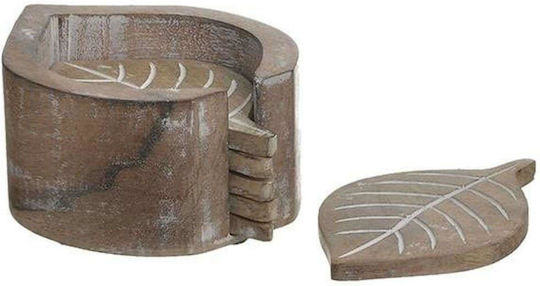 Inart Untersetzer Hölzernes mit Gestell Weiß 14x10cm 6Stück