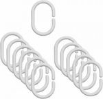 Home Heart Plastic Bathroom Curtain Rings White 12pcs