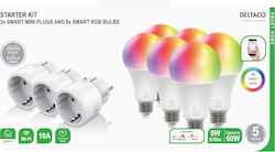 Deltaco Starter Kit Smart Single Socket 3 pieces with 6 Bulbs White 3pcs