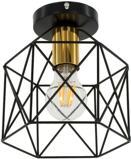 GloboStar Tron Ceiling Mount Light 18cm Black with Socket E27