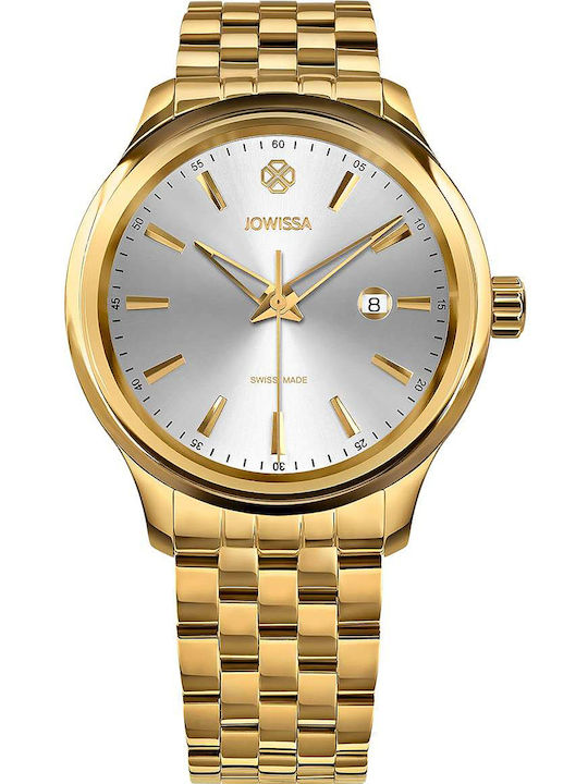 Jowissa Herrenuhr 45mm Batterie mit Gold Metallarmband