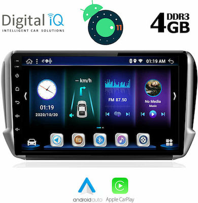 Digital IQ Car-Audiosystem für Peugeot 208 / 2008 2012-2021 (Bluetooth/USB/AUX/WiFi/GPS/Apple-Carplay) mit Touchscreen 10.1" DIQ_BXD_6508