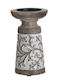 Inart Candle Holder suitable for Tealights Wooden White 10x10x18cm 1pcs