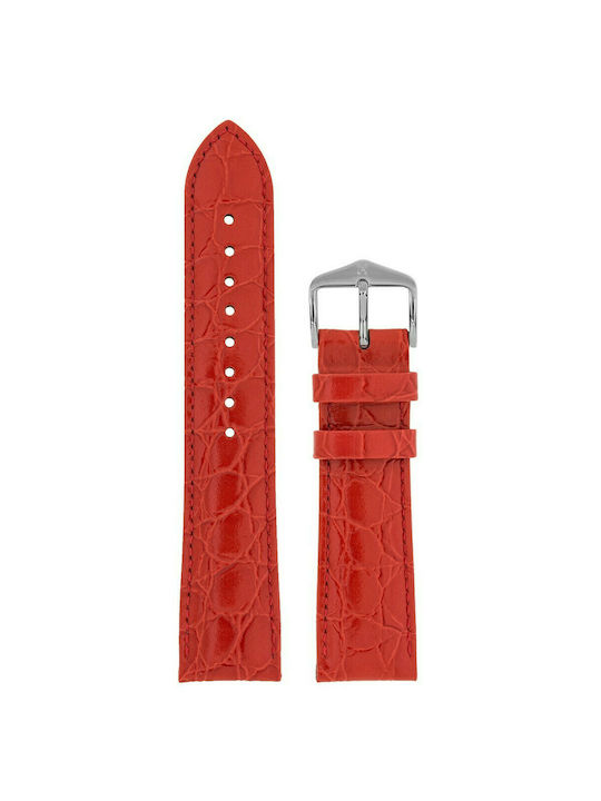 Hirsch Crocograin Medium Leather Strap Red 18mm