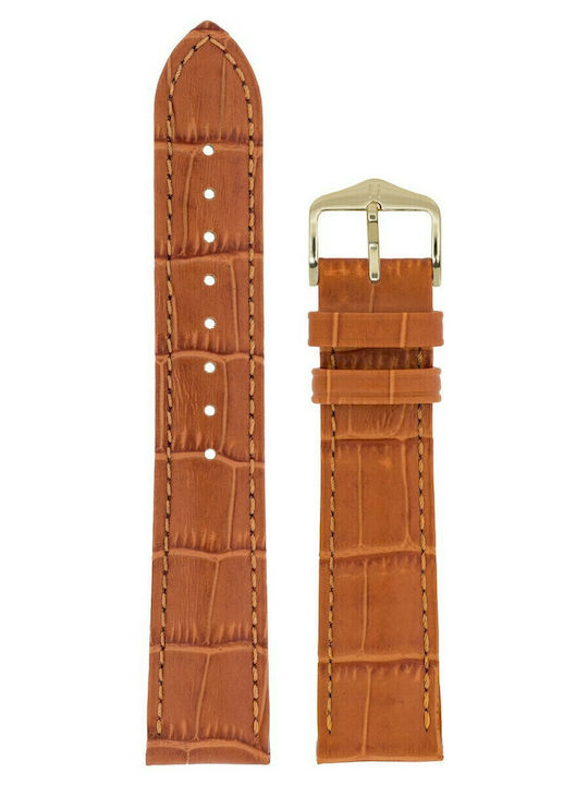 Hirsch Duke Alligator Long Δερμάτινο Λουράκι Καφέ 22mm