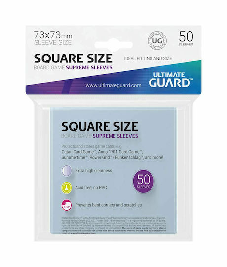 Ultimate Guard Square Size Supreme Card Sleeves Square Size 50τμχ Clear