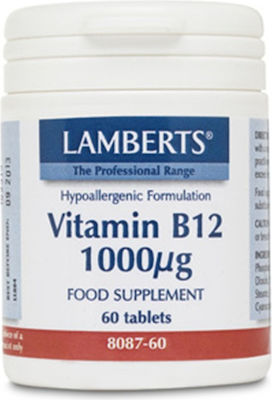 Lamberts Hypoallergenic Formulation Vitamin B12 Vitamina pentru Energie & Întărirea Sistemului Imunitar 1000mg 1000mcg 60 file