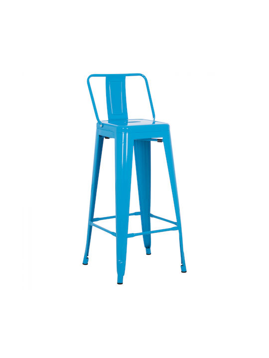 Stool Bar with Backrest Metallic Light Blue 43x...