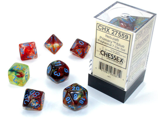 Chessex Dungeons & Dragons Nebula Dice Luminary Primary/Blue Polyhedral