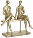 Inart Decorative Statuette Polyresin Ζευγάρι σε Παγκάκι in Gold 25x12x25cm 1pcs