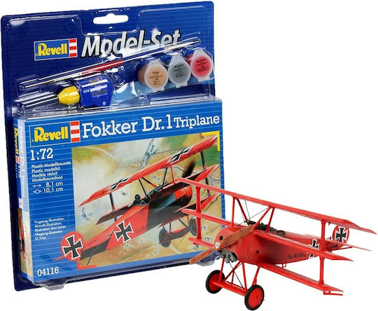 Revell Fokker DR. 1 Triplane Φιγούρα Μοντελισμού Αεροπλάνο Κόκκινη 37 Κομματιών σε Κλίμακα 1:72 με Κόλλα και Χρώματα 8.1x10.1εκ.