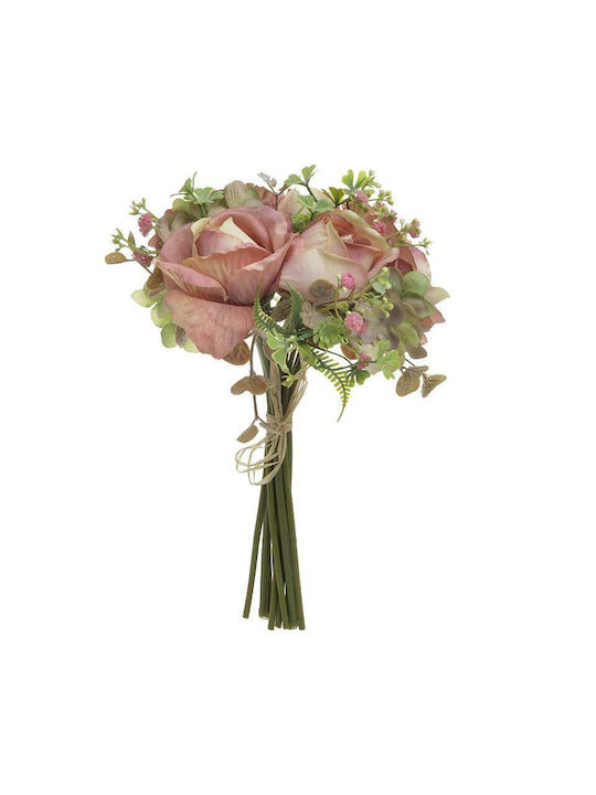 Inart Bouquet of Artificial Flowers Dark Pink 28cm 1pcs