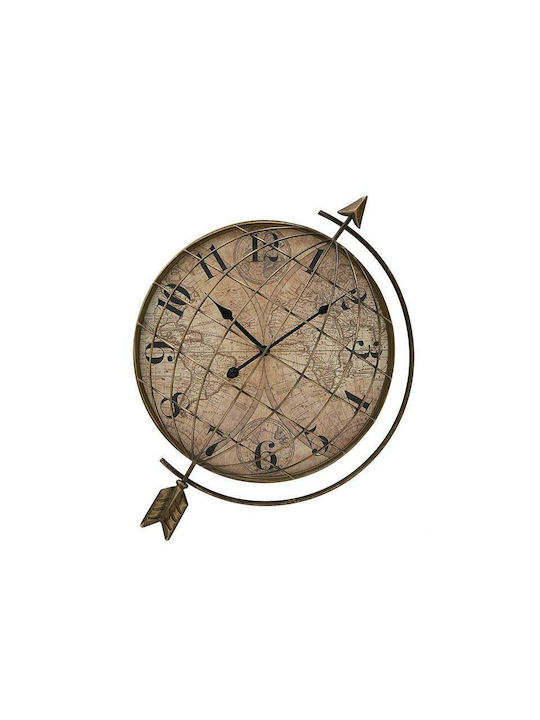 Inart Ρολόι Τοίχου Μεταλλικό Χρυσό / Μπεζ 45cm