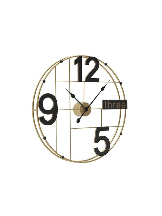 Inart Ρολόι Τοίχου Μεταλλικό Χρυσό / Μαύρο 60cm
