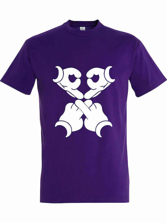 Tricou Unisex " Hip Hop , Mickey Hands ", Violet închis