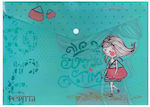 Diakakis Folder Transparent with Button for Paper A4 Blue Peppita Shoppin